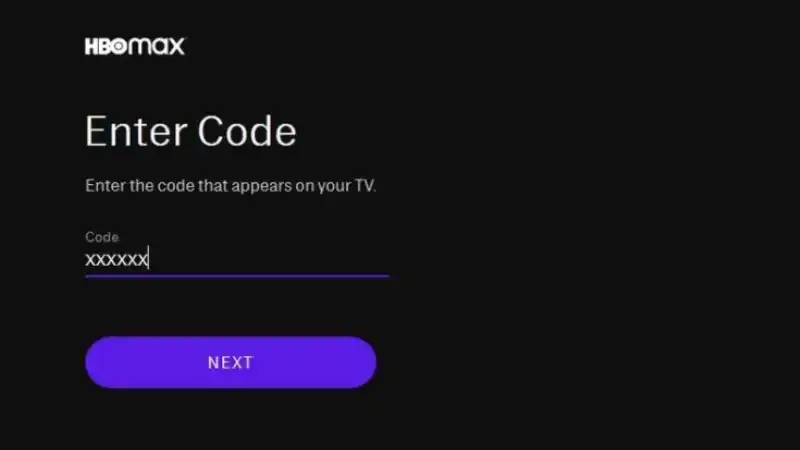 HBOmax TV sign-in Enter Code.