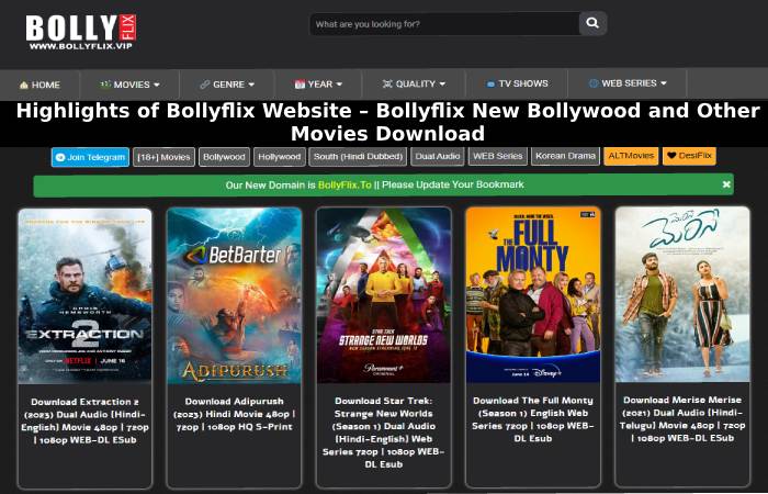 Highlights of Bollyflix Website – Bollyflix New Bollywood and Other Movies Download